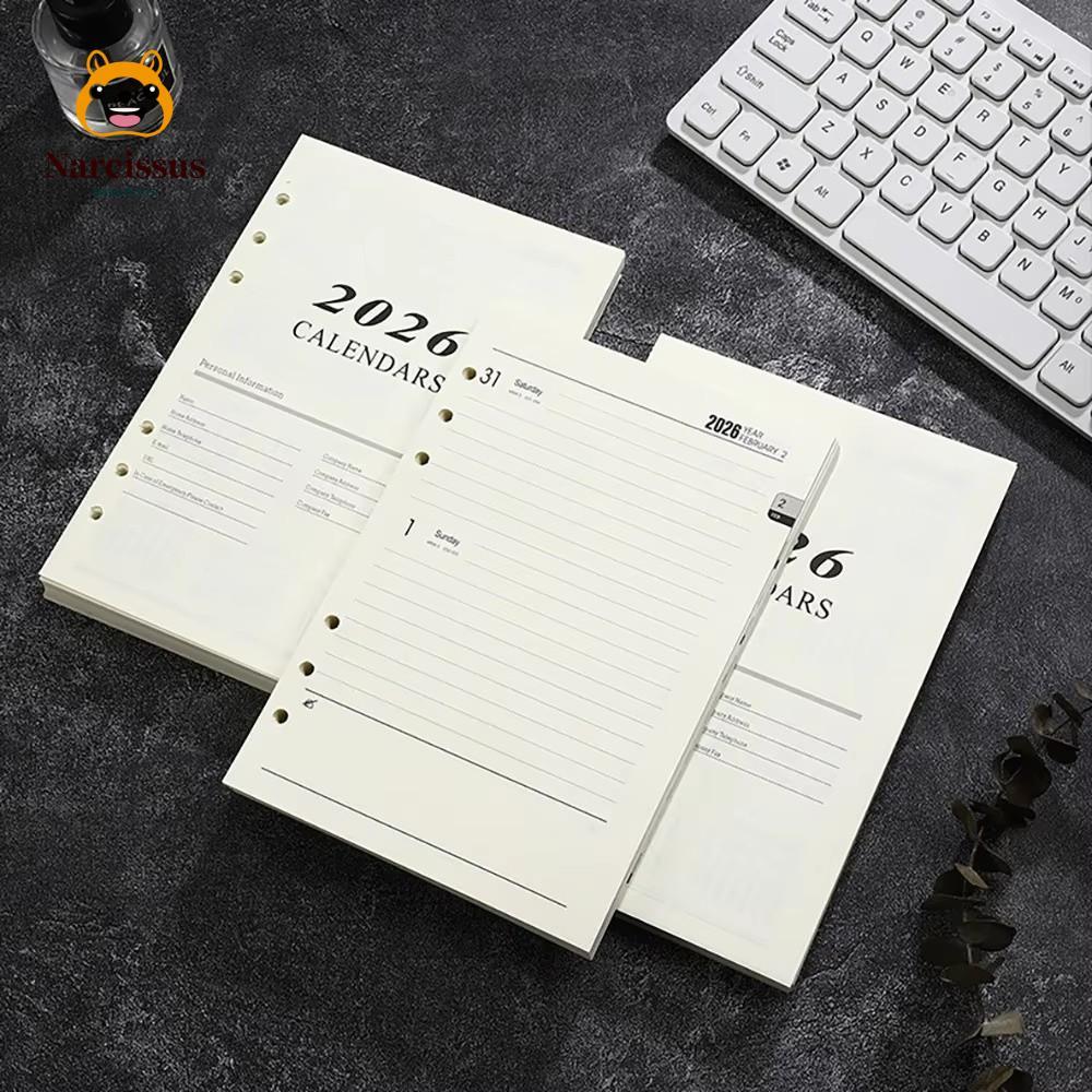 NARCISSUS Binder หน้าด้านใน, Daily Planner Refill Page A5 Notebook, Perforated Sheets Loose Leaf 365