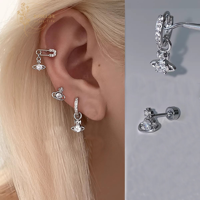 ต่างหู Cristal เพชรสวารอฟสกี้ ออกแบบเหมือนดาวเสาร์ สำหรับผู้หญิง เหมาะสำหรับโอกาสพิเศษและสวมใส่ประจำวัน