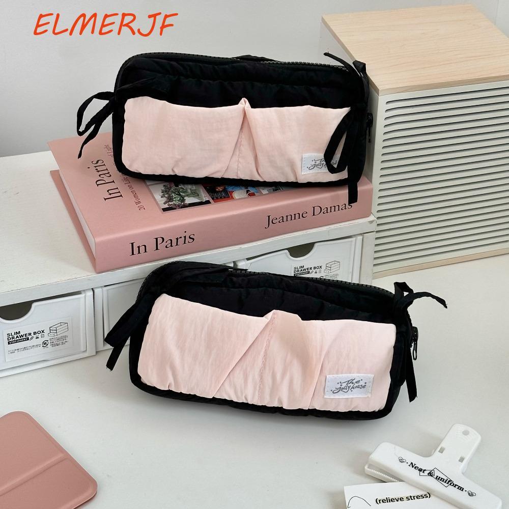 ELMREJF Y2K Bow กระเป๋าเครื่องเขียน,เดสก์ท็อปขนาดใหญ่ความจุดินสอเกาหลี,ผ้าปากกาเครื่องสําอางปากกา Y2