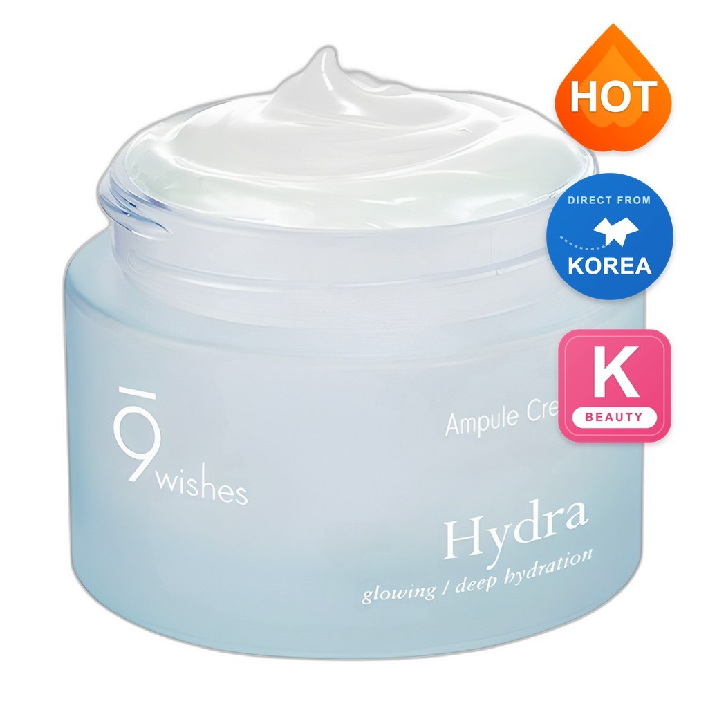 [9wishes] 9Wishes Hydra Ampoule Cream 50 ml, 1 ชิ้น / Korean Ampoule Cream / Dewy Finish / ของแท้ 10