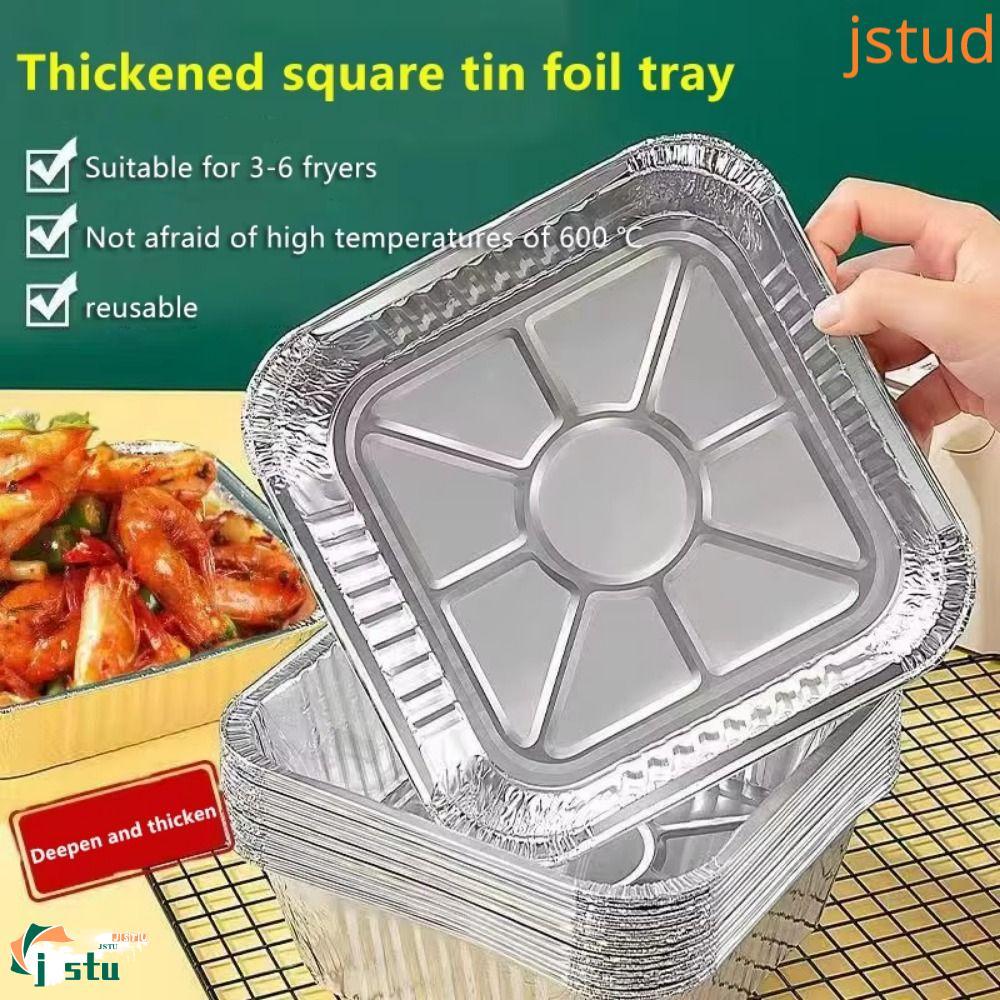 EDGAR 30 ชิ้นอลูมิเนียมฟอยล์ถาดอบ, 6/7/8/9 นิ้ว Non-Stick Air Fryer กระทะ,ถาดอบสแควร์นํากลับมาใช้ใหม่ได้อลูมิเนียมฟอยล์ชามบาร์บีคิวทําอาหาร
