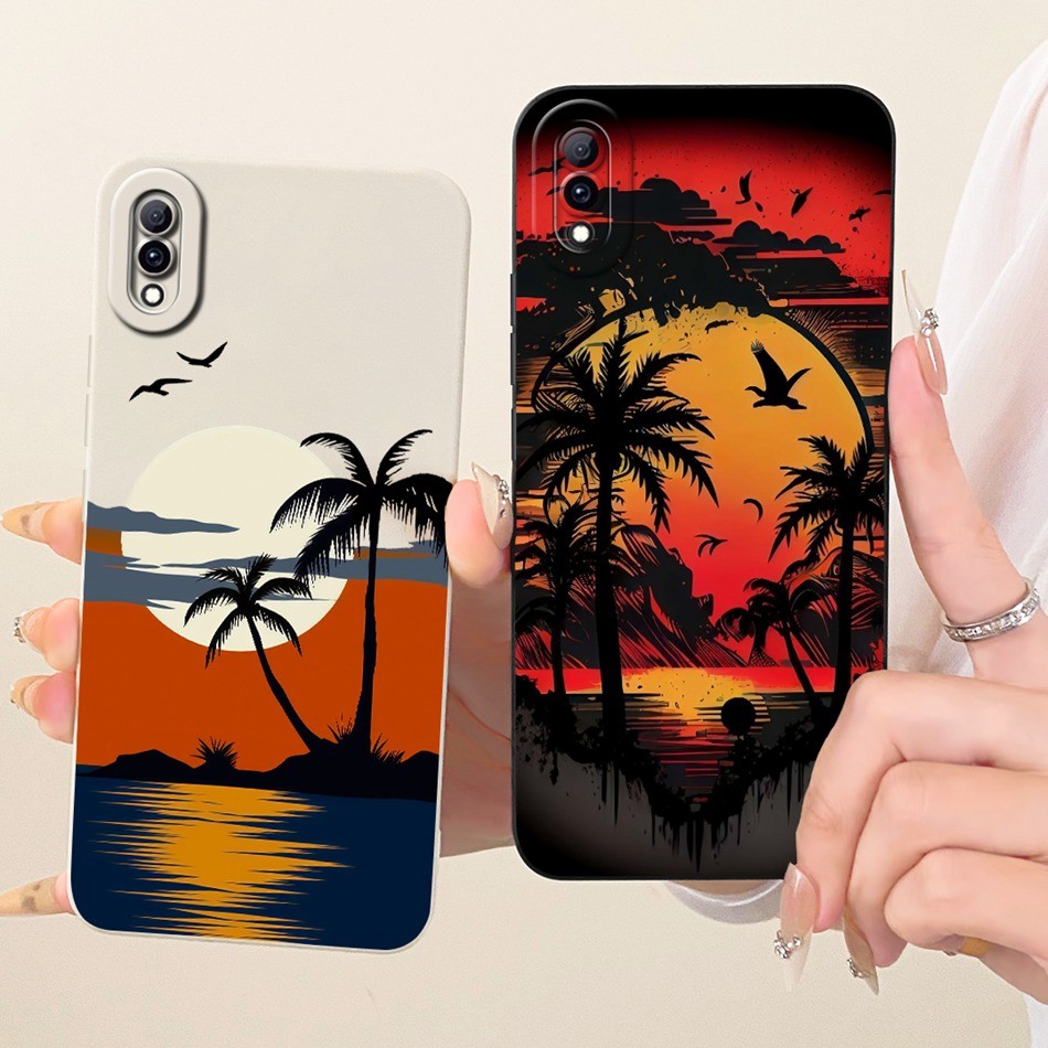 สําหรับ Vivo Y97 V1813A V1813 เลนส์ป้องกันกรณี VivoY97 Y 97 แฟชั่น Dusk Beach ภาพวาดซิลิโคนนุ่มเคสโท