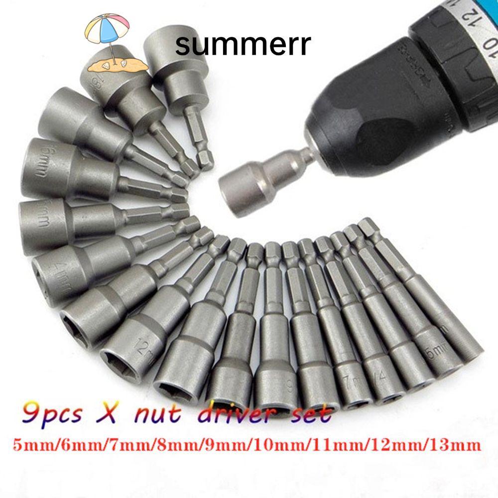 SUMMERR 9 ชิ้น/เซ็ตหัวฉีด Nut Bits ชุดไดร์เวอร์ซ็อกเก็ต Bits เจาะ Bit Driver ชุด