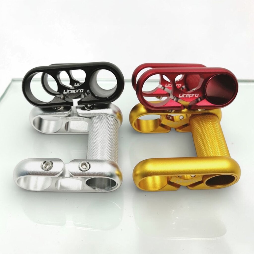 ตัวต่อคอ/สเต็มจักรยานพับ Litepro Ultra-light Double Handle สำหรับแฮนด์ตรง 25.4 mm น้ำหนักเบา 97.4g