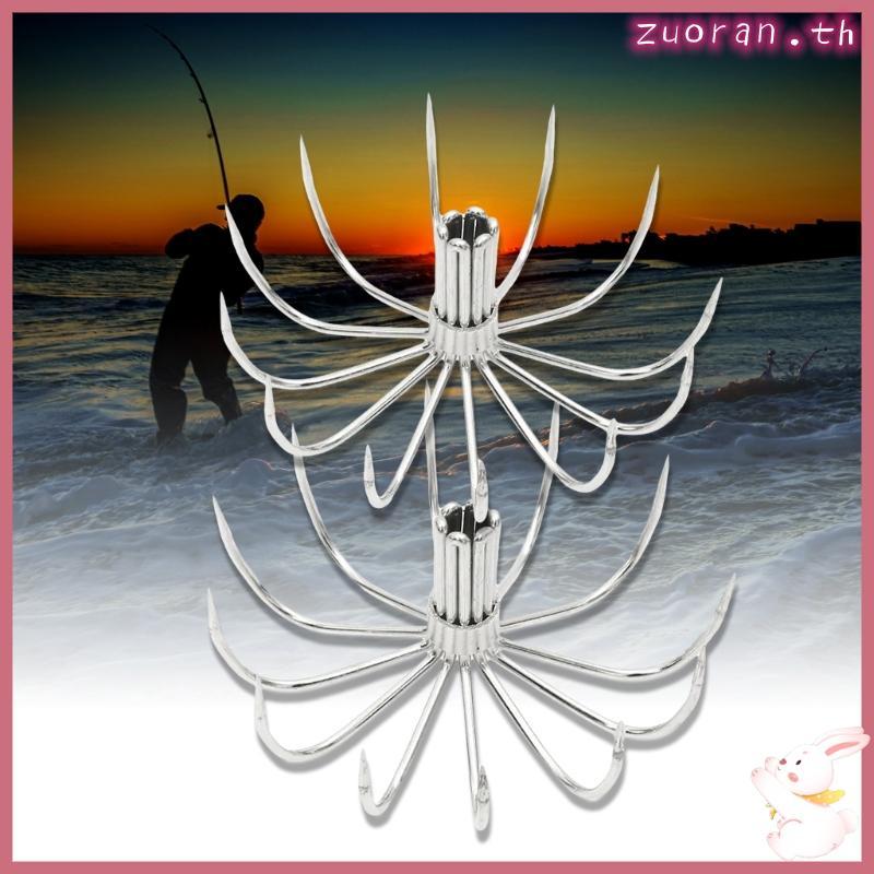 ZUO 10 ชิ้น ตะขอตกปลา สแตนเลส ใช้เป็นเหยื่อล่อปลาและจิงเกิล