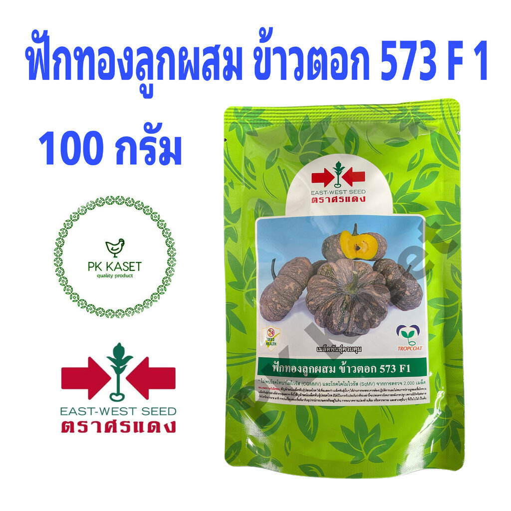 เมล็ดฟักทอง ข้าวตอก 573 F1 100g ตราศรแดง ฟักทองลูกผสม