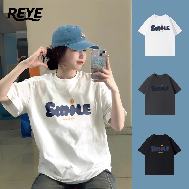 REYE OUTLET 🎀 เสื้อT-shirt แขนสั้น ลายสกรีนสวยๆ ผ้าคอตตอนแท้ ทรงสวย ใส่เที่ยวได้ทุกวัน