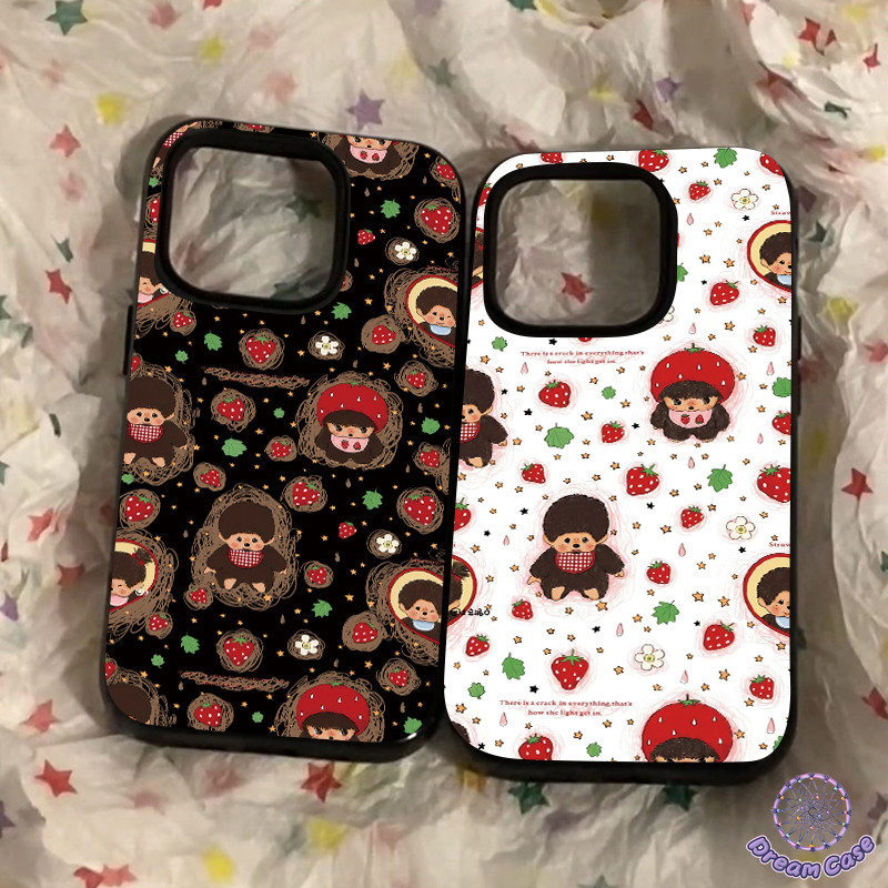 เคสวาดรูปเงา ลายMonchhichiสตรอว์เบอร์รี่ฮิต สำหรับ IPhone 17 16 13 11 15 14 12 Pro Max 7 16 15 Plus XS Max XR X SE 2 3