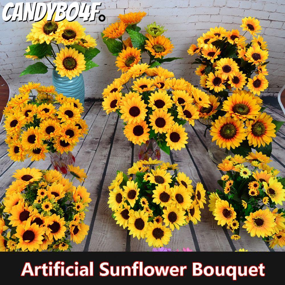 CANDYBO4F 5/7/22 หัวดอกไม้ประดิษฐ์สีเหลืองสดใส DIY Craft Real Touch ช่อดอกไม้ปลอม