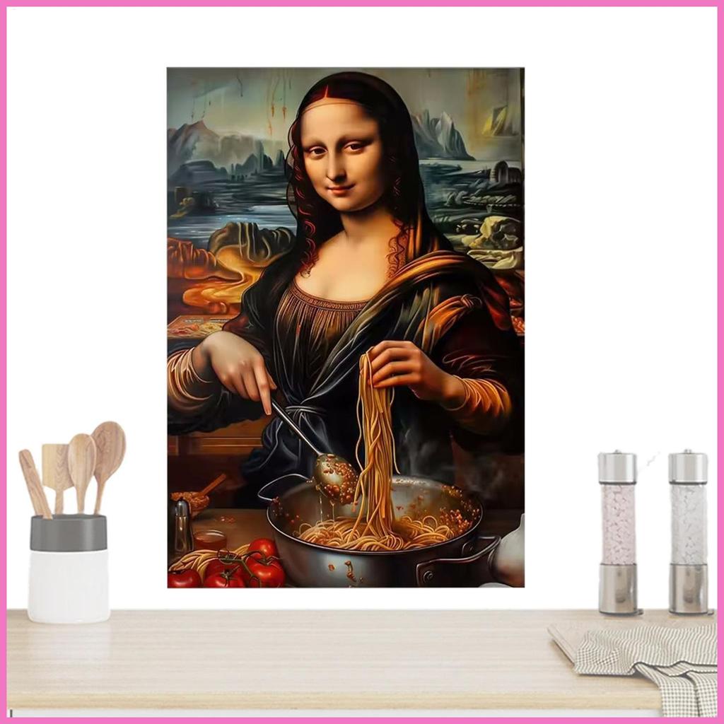 ตลก Wall Decor Frameless Mona Lisa ผ้าใบโปสเตอร์ Mona Lisa โปสเตอร์ห้องรับประทานอาหาร Wall Art สําหร