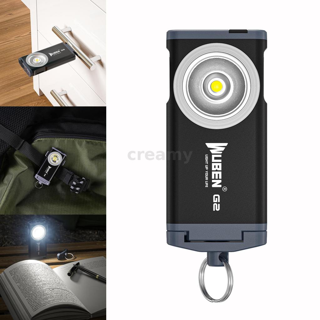 WUBEN G2 P9 500LM ไฟฉายพวงกุญแจ หัวแม่เหล็ก ชาร์จ Type-C พร้อมคลิปด้านหลัง