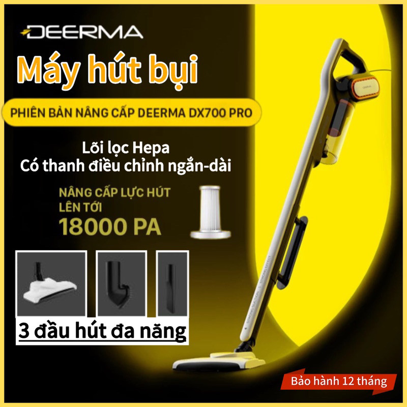 เครื่องดูดฝุ่นมือถือ Deerma DX700PRO/ SERIES พร้อมหัวดูดอเนกประสงค์ที่แข็งแกร่งเป็นพิเศษ 3 หัว..