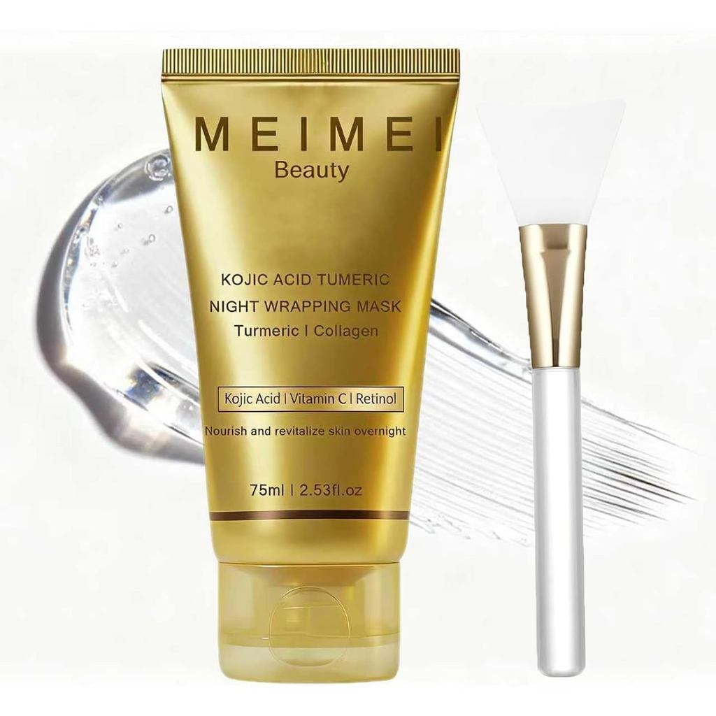 1PCimei ขมิ้นเกาหลี Overnight Peel Off Mask, ขมิ้นคอลลาเจน Night Wrapping Hydration Mask,Deep Nouris