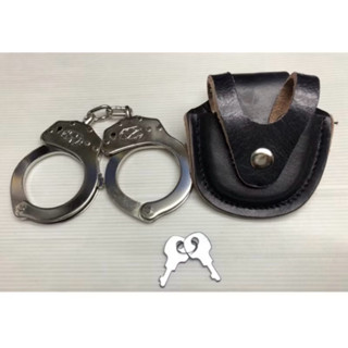 กุญแจมือ มีซองหนังแถม  กุญแจมือเหล็กพร้อมแถมซองกระเป๋าเก็บกุ…