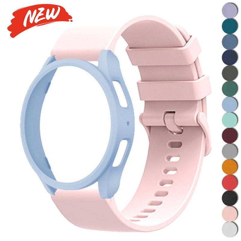 กรณี + สายซิลิโคนสําหรับ Samsung Galaxy Watch 7 6 5 4 40 มม.44 มม./6 คลาสสิก 43 47 มม.กีฬา PC Protector ฝาครอบกันชนสร้อยข้อมือ