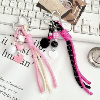 Ins Style Star Heart Pompom พวงกุญแจแฟชั่นเชือกถักพวงกุญแจกระเป๋าถือเครื่องประดับของขวัญเพื่อน