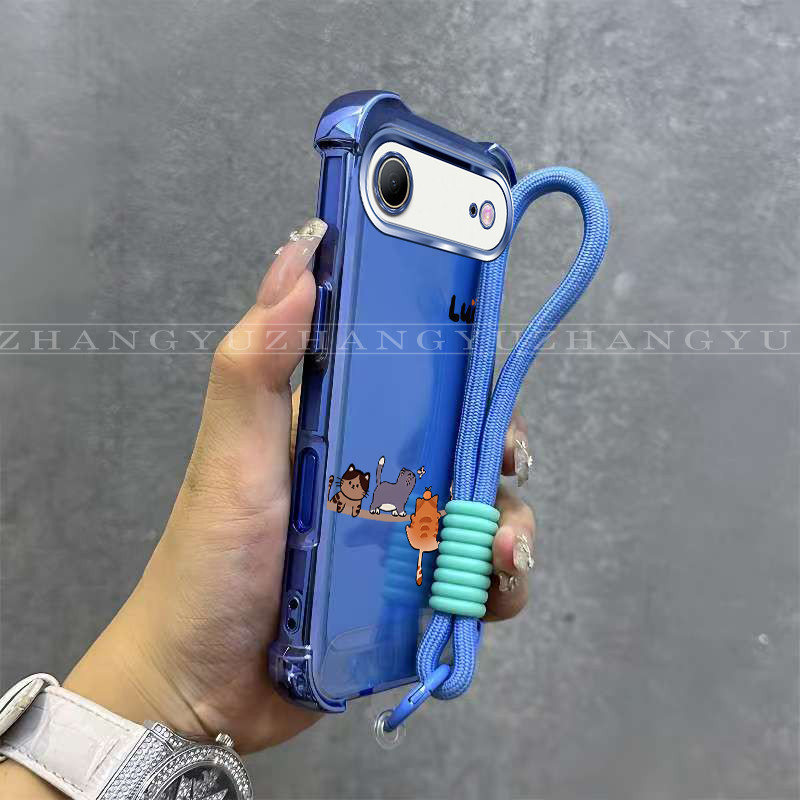 เหมาะสําหรับ iphone 17 AIR ใหม่เคสโทรศัพท์สําหรับแมวรูปแบบ anti drop กันกระแทก soft shell แขวนเชือกป