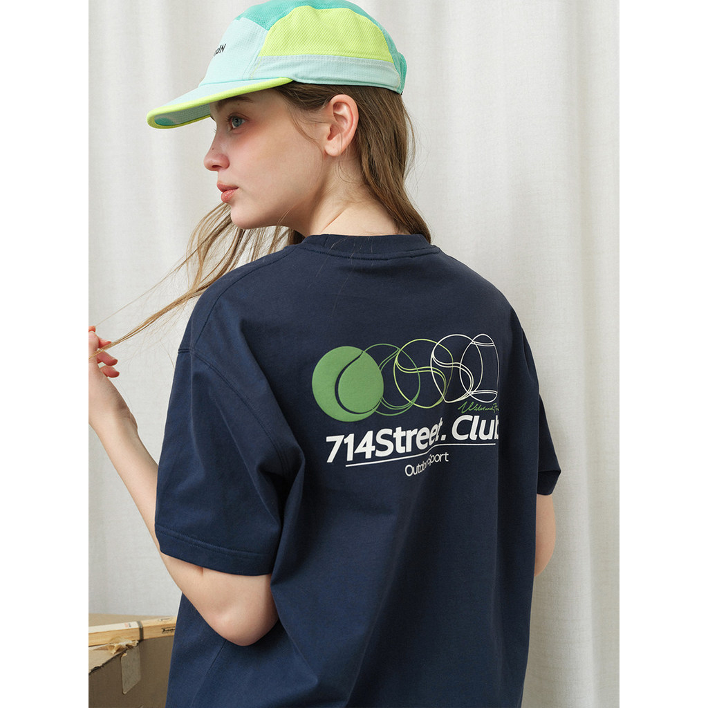 714street เสื้อยืดคู่รักผ้าฝ้ายแท้คอกลมพิมพ์ลายแขนสั้นสําหรับผู้ชาย