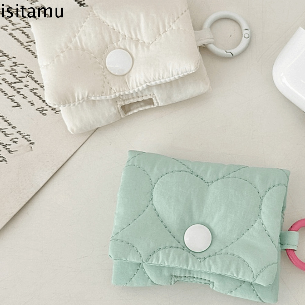 ISITAFT Heart Headphone Bag, Soft Balletcore Headphone Storage Bag, Cute Candy Color Korean Style Bl