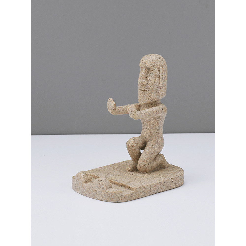 ผู้ถือโทรศัพท์น่ารัก litem desktop holder Workplace กรอบรองรับ Kung Fu Moai ตกแต่งสํานักงาน