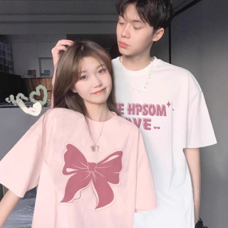 เสื้อยืดแขนสั้นผ้าฝ้าย สำหรับคู่รัก สไตล์สบาย ๆ ทรงหลวมเหมาะ…