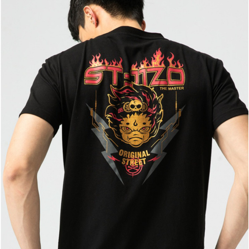 2026 ผ้าฝ้ายแท้ Jizo Xiaowang Street Retro คอกลม All-Match พิมพ์แขนสั้น