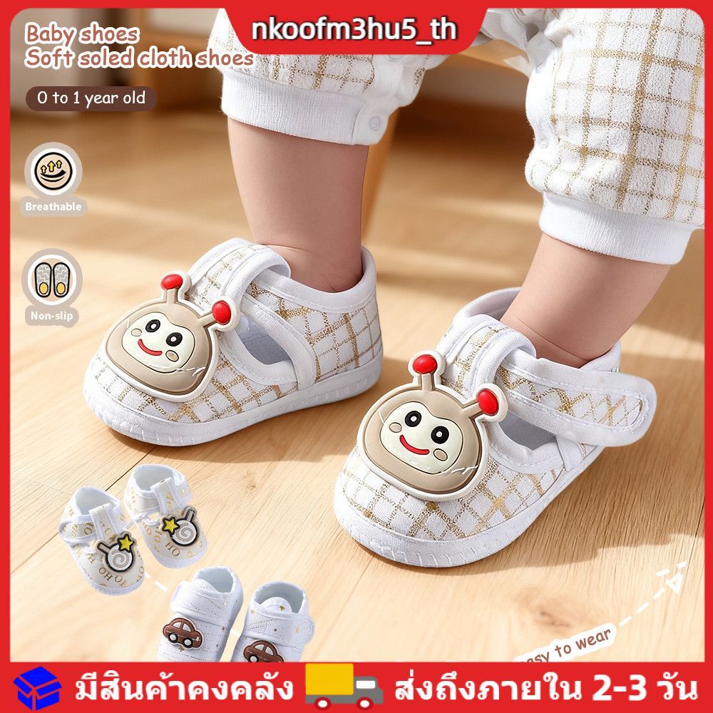 รองเท้าเด็กแบน 0-12M พื้นนุ่ม กันลื่น ลายโบว์ดอกไม้ ใช้ได้ทั้งใน-นอกบ้าน (ชาย-หญิง)