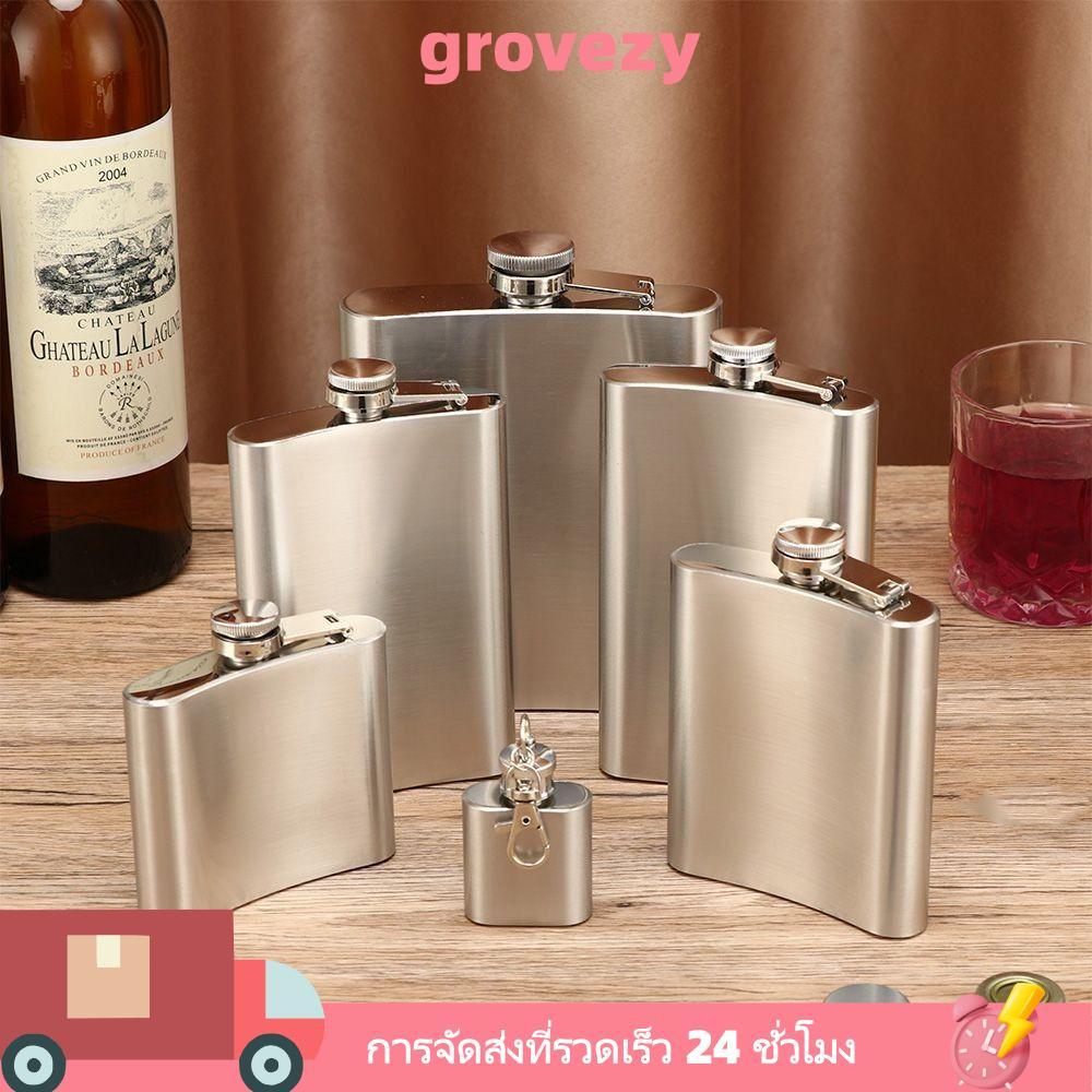 GROVEZY ขวดเหล้า, กระติกน้ําสะโพกสแตนเลสแบบพกพา, ภาชนะคุณภาพสูงสะดวก Leakproof Whisky Flagon กลางแจ้ง