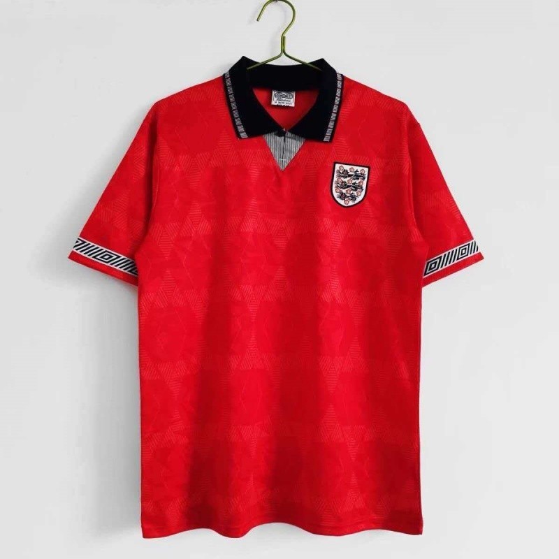 Men's Short Sleeve Retro 1990 England Away Jersey
