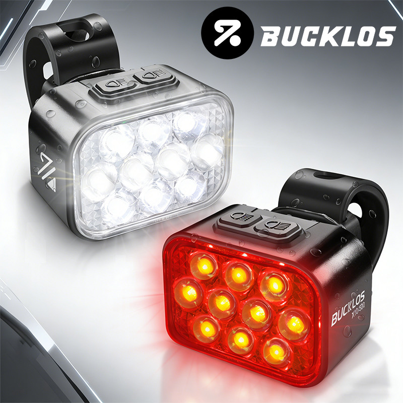 Bicycle Lights 10 LED Night Cycling Front Rear Lights 1100/350mAh Waterproof Bike Lamps Type-c Recha