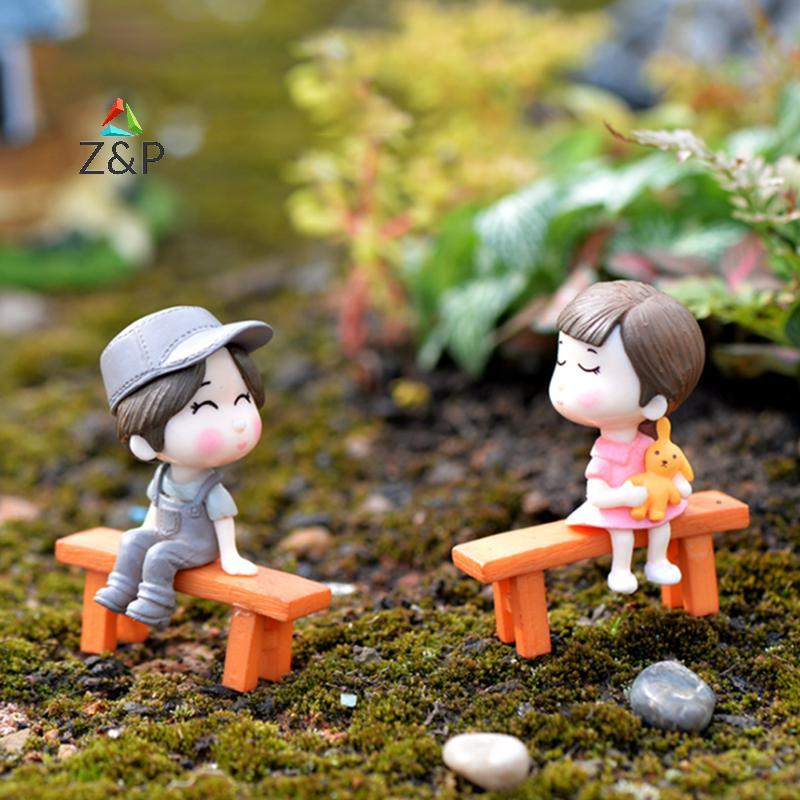 [Z&PT] 2PCS Sweety Lovers Couple Figurines Miniatures Fairy Garden Crafts Home Deco [NEw]