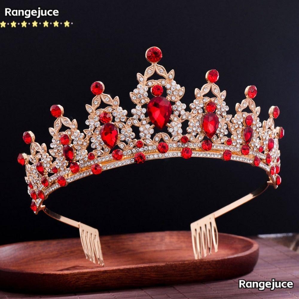 RANGEJUCE Crown Tiara Princess Rhinestone Crown คริสตัลมงกุฎพร้อมหวีคริสตัล Rhinestone Crown