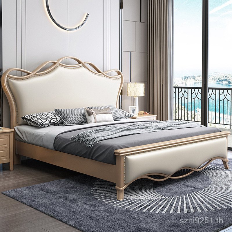 1.5เมตรอเมริกันแสงเตียงที่เรียบง่ายเตียงการจัดเก็บยุโรปไม้เนื้อแข็งขนาดใหญ่1.8เมตรแต่งงานสีขาวเตียงเ