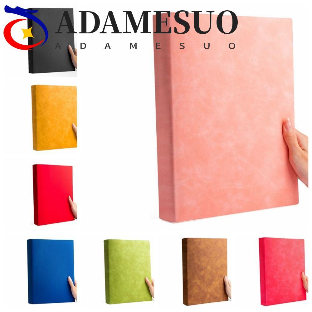 ADAMESUO A4 สมุดบันทึกหนา, ปก PU 200 หน้าโน้ตบุ๊คขนาดใหญ่, A4 Meeting Notepad สายแนวนอนสายขนาดใหญ่/Blank A4 สมุดบันทึกสี่เหลี่ยม Study