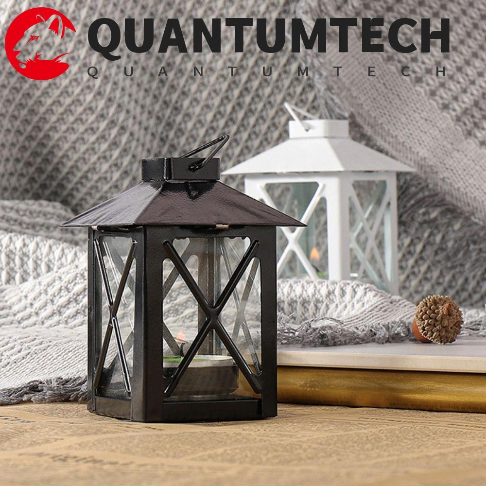 QUANTUMTECH โคมไฟลมเหล็ก, เชิงเทียนยุโรปสีดําทํามือ, สวนโคมไฟเทียนกลางแจ้งประณีตที่มั่นคงเรียบง่าย