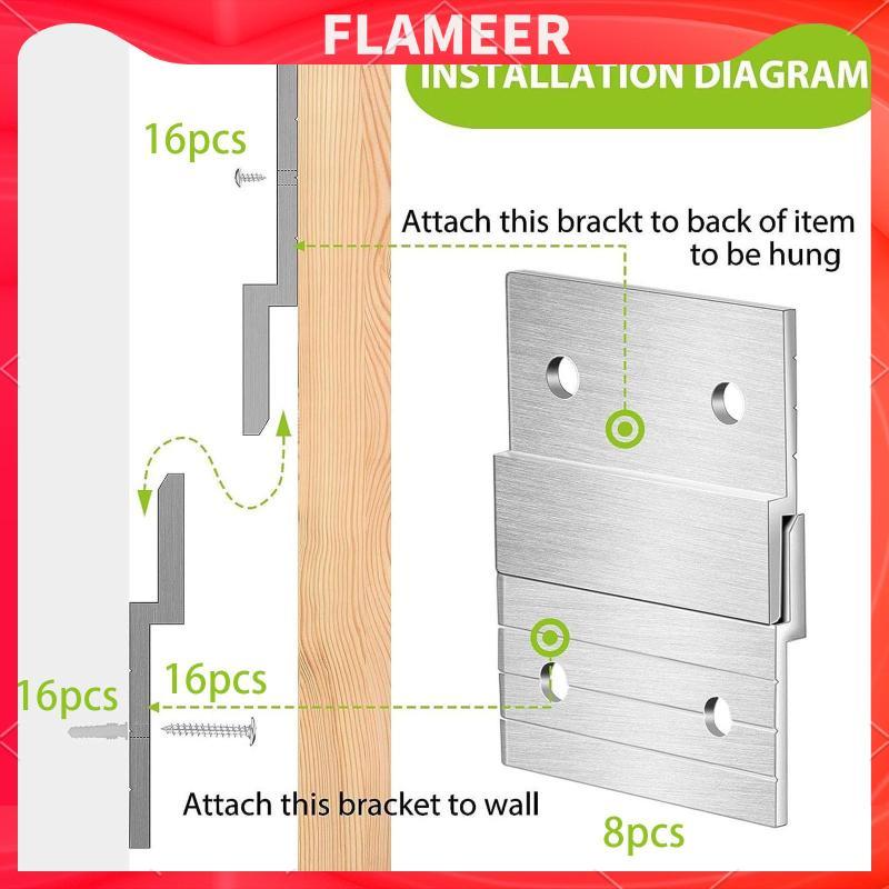 [Flameer] 8 คู่ French Cleat Picture Hanger Heavy Duty สําหรับแผงงานศิลปะไวท์บอร์ด