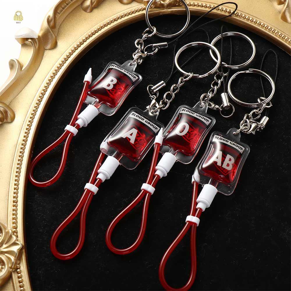WAY Blood Bag Pendant, Unique Bag Charm Blood Bag Keychain, Keyring PVC Type AB O AB Plasma Fashion 
