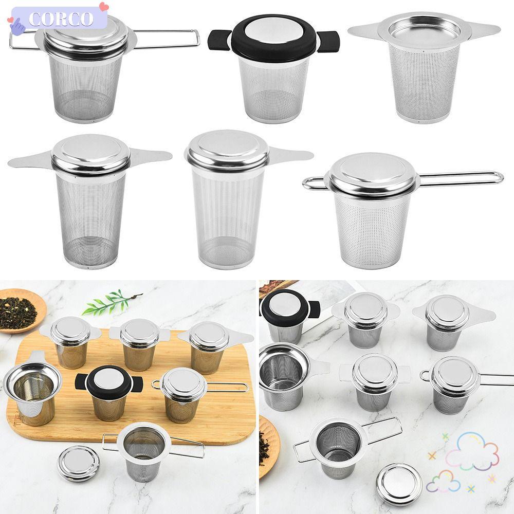 CORCO กรองชาสแตนเลสกาแฟฝาปิด Pratical กาน้ําชาตาข่าย Infuser