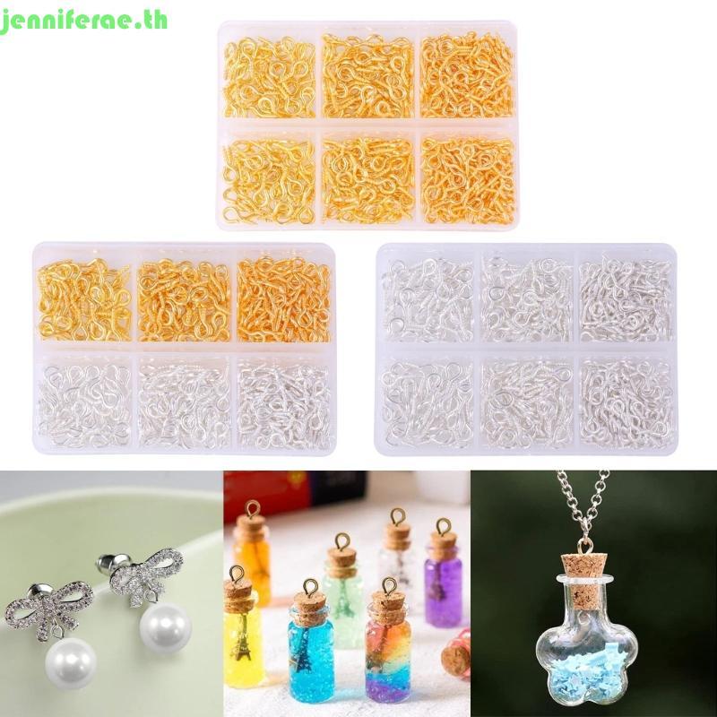 Jenniferae 200 ชิ้นขนาดเล็ก Eye Pin 3 ขนาดที่แตกต่างกันสกรู Eye Pin Hook สําหรับเครื่องประดับทํา