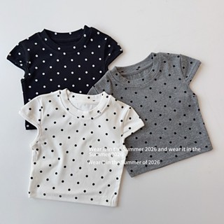 PRETTY BABY เสื้อยืดเด็ก เสื้อคอกลม แขนล้ำ ทรงครอปเข้ารูป ลา…