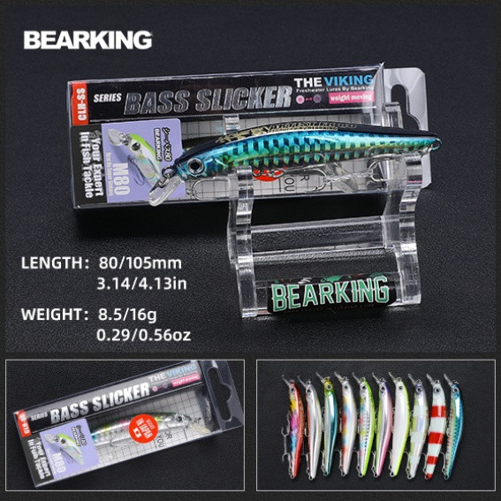 BEARKING เหยื่อตกปลา Jerkbaits 80 มม.8.5g 105 มม.16g Sinking Minnow lure คุณภาพสูง Hard เหยื่อ professional Action Wobblers