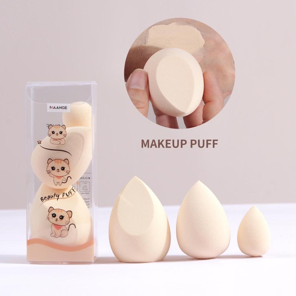MAANGE ความต้องการ 3ชิ้น/กล่องแต่งหน้าฟองน้ําหลายใช้ความงามแต่งหน้าไข่ชุดเปียกและแห้งใช้เครื่องมือความงาม
