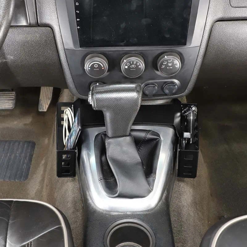 สําหรับ Hummer H3 H3T 2005-2007 รถคอนโซลกลางเกียร์กล่องเก็บสองตะกร้า Trim อลูมิเนียมสีดําอุปกรณ์เสริ