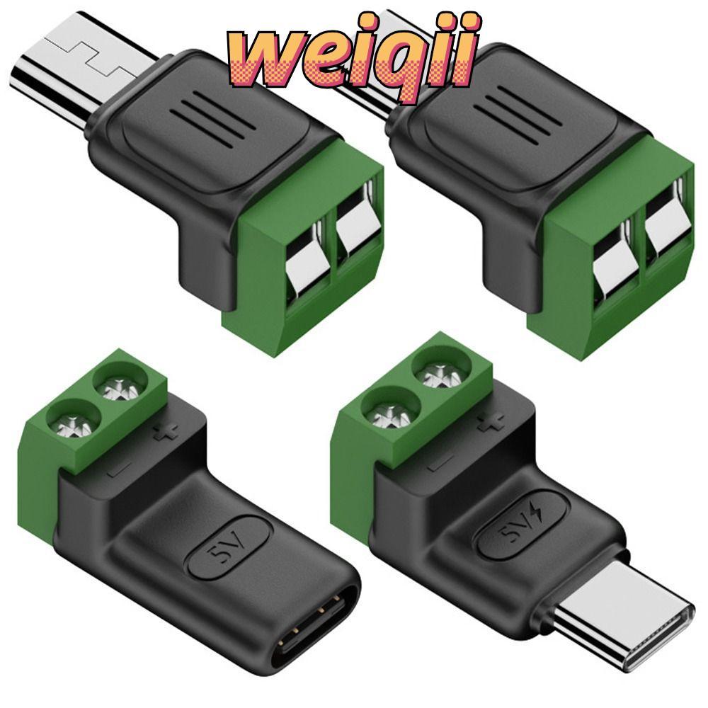 WEIQII อะแดปเตอร์เทอร์มินัล USB C ถึง 2Pin, Solderless ปลั๊กสกรู Crimp Terminal Block, Professional ชาร์จแปลงไม่สามารถถ่ายโอนข้อมูล 5V ช่องเสียบชาร์จแล็ปท็อปโทรศัพท์