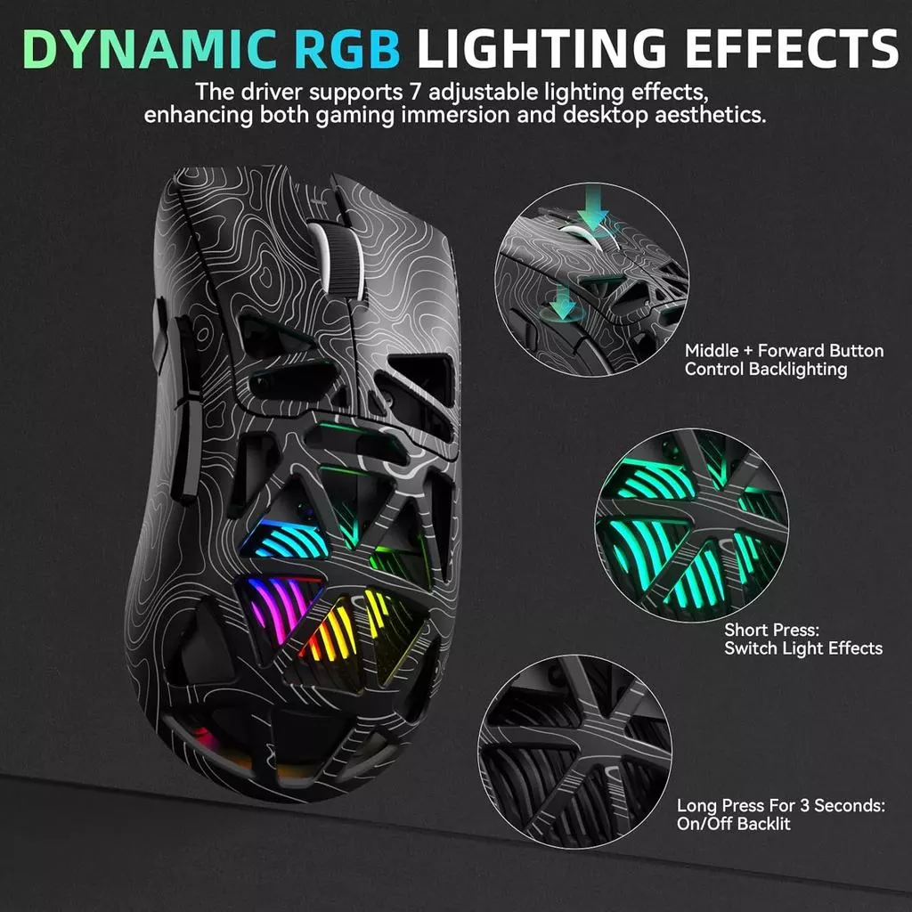 Aula SC620 เมาส์เกมมิ่งไร้สาย Tri-Mode 12000 DPI RGB thumbnail 9