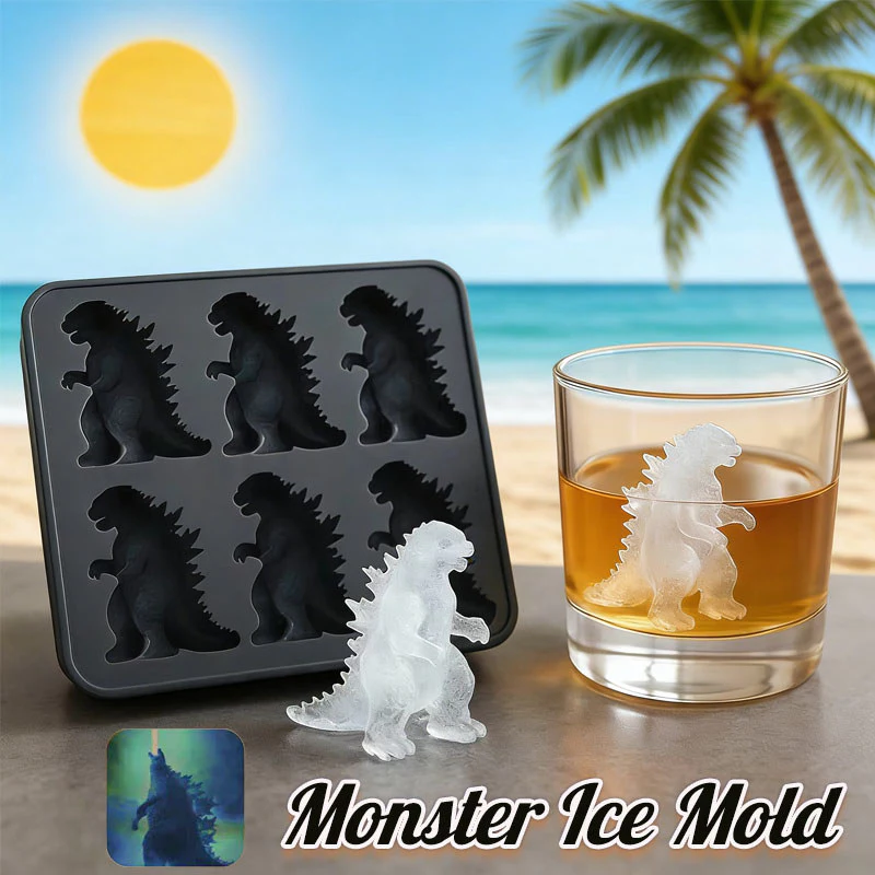 แม่พิมพ์น้ำแข็งซิลิโคน Godzilla Ice Mold ถาดแม่พิมพ์ซิลิโคน 6ช่อง กดออกง่าย DIY น้ําแข็งทําเครื่องมือ