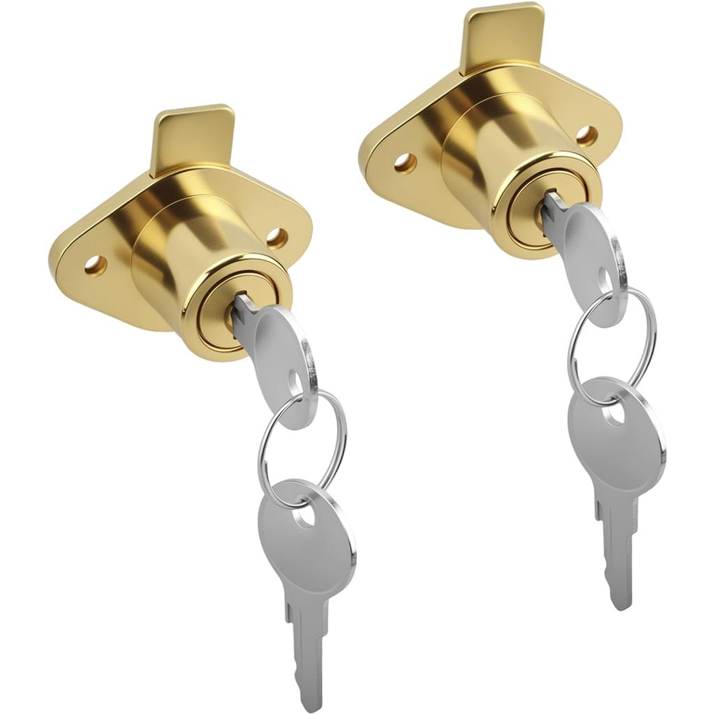 U 9947 ล็อคตู้พร้อมปุ่มสําหรับล็อคลิ้นชัก Prime-Line,ล็อคตู้สีทองพอดี 7/8 นิ้วความหนาแผงสูงสุด, U994