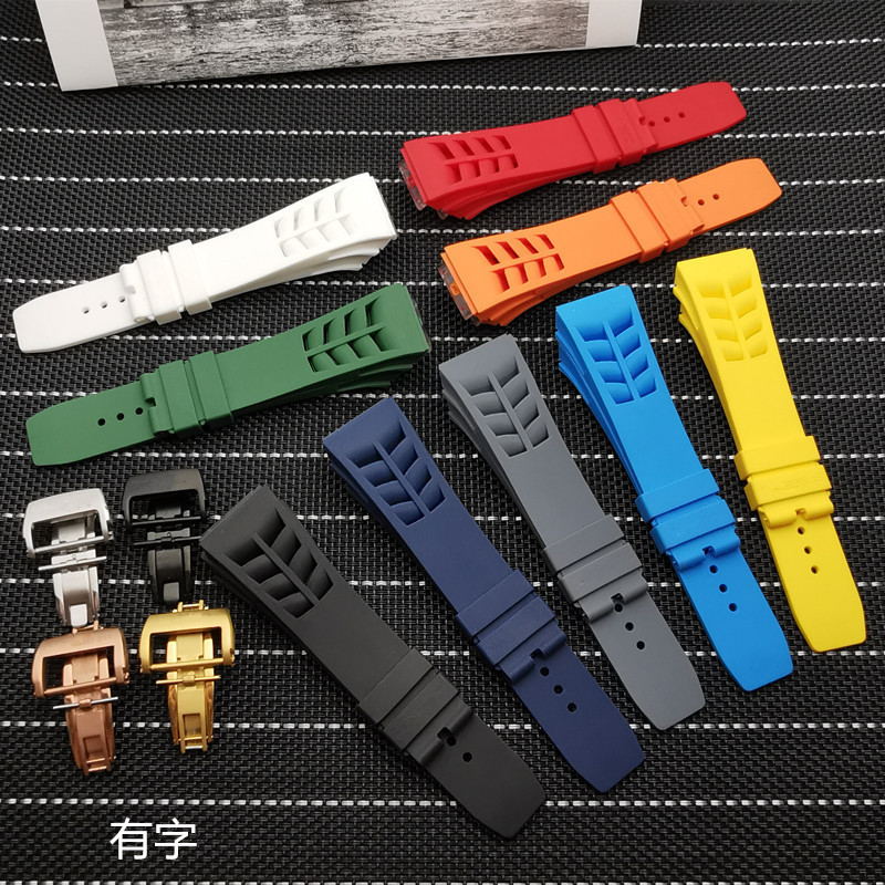 เหมาะสําหรับ Richard MILLE Richard Miller RM53/055/011/050 สายนาฬิกาซิลิโคน 25 มม.
