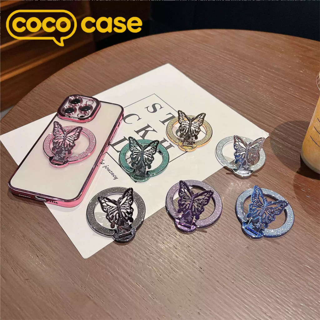ที่วางโทรศัพท์ติดหลัง เคสปีกผีเสื้อเรืองแสง พับได้ แม่เหล็ก ชาร์จไร้สายได้ หลากสีให้เลือก