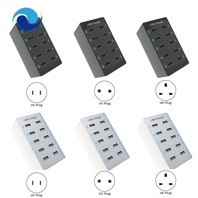 50W USB Multiport Charger Fast Charge Charger Hub 10 พอร์ต Fast Charge Charger ชาร์จเดสก์ท็อป Dock C